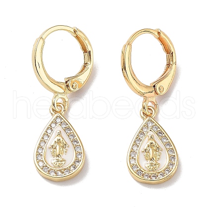 Real 18K Gold Plated Brass Dangle Leverback Earrings EJEW-L269-003G-03-1