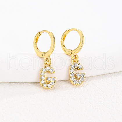 Brass Micro Pave Clear Cubic Zirconia Hoop Earrings FS-WGAF6E5-14-1