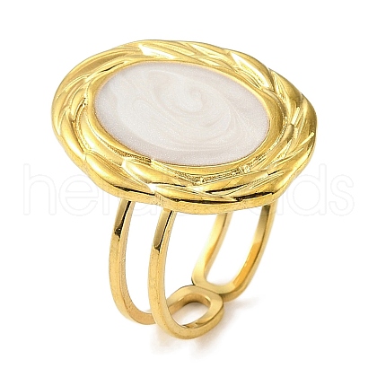 304 Stainless Steel Enamel Open Cuff Rings for Women RJEW-F166-47G-02-1
