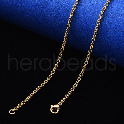 PVD Vacuum Plating 304 Stainless Steel Cable Chain Necklace NJEW-S420-007B-G-1
