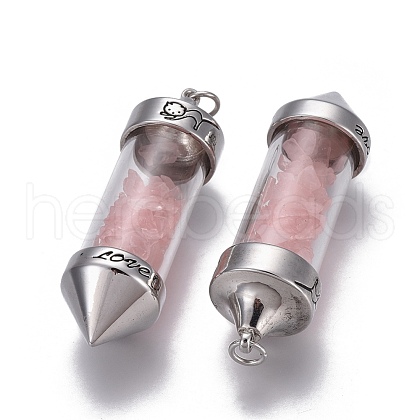 Natural Rose Quartz Big Pointed Pendants G-E516-B05-1