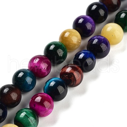 7 Colors Natural Tiger Eye Beads Strands G-A220-A01-02-1