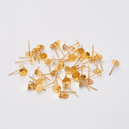 Brass Stud Earring Findings X-KK-A251-G-NF-1