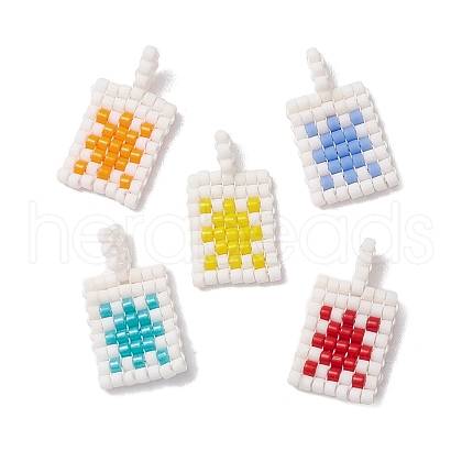 Seed Beads Beaded Charms PALLOY-MZ00255-1