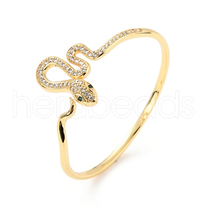 Bling Snake Cubic Zirconia Cuff Bangle BJEW-D448-13G-RS-1