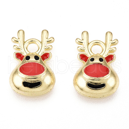Golden Plated Alloy Enamel Charms ENAM-D040-E01-G-1