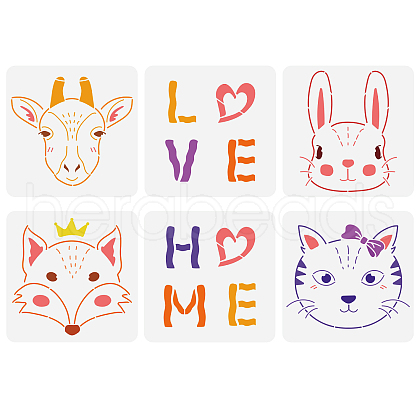 6Pcs 6 Styles Hexagon PET Hollow Out Drawing Painting Stencils DIY-WH0394-0038-1