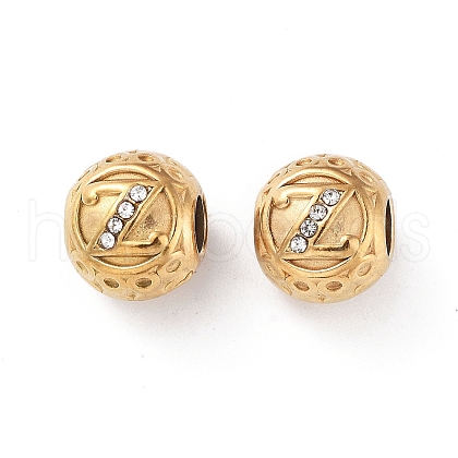 Ion Plating(IP) 304 Stainless Steel Rhinestone European Beads STAS-A092-10Z-G-1