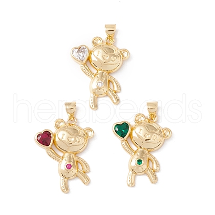 Rack Plating Brass Micro Pave Cubic Zirconia Pendants ZIRC-I057-36G-1
