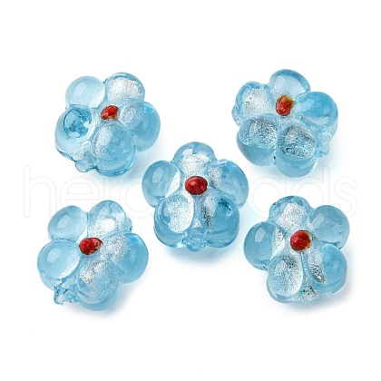 Handmade Silver Foil Glass Lampwork Beads FOIL-T001-02J-1