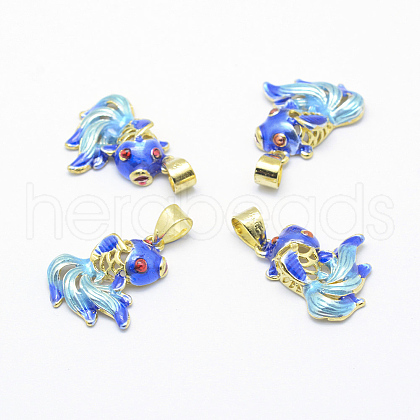Electroplate Brass Enamel Pendants X-KK-F723-14G-RS-1