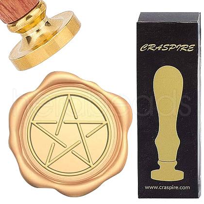 Brass Wax Seal Stamps with Wood Handle AJEW-WH0412-0174-1