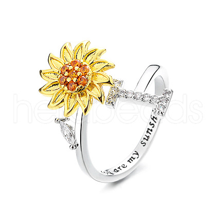 Adjustable Brass Rhinestone Rotating Cuff Rings FS-WG5B177-09-1