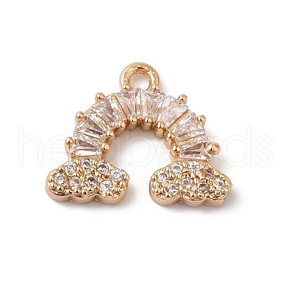 Brass Micro Pave Clear Cubic Zirconia Pendants KK-C062-060G-1