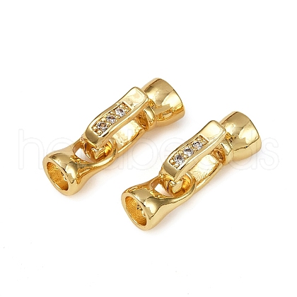 Brass Micro Pave Cubic Zirconia Fold Over Clasps KK-P164-05G-1-1