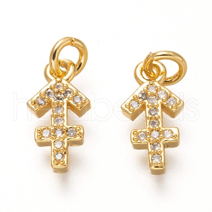 Brass Micro Pave Clear Cubic Zirconia Pendants ZIRC-P081-G08-RS-1