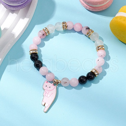 Natural Mixed Gemstone Beads Stretch Bracelets for Women BJEW-TA00573-03-1