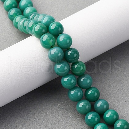 Natural Green Onyx Agate(Dyed & Heated) Beads Strands G-K393-A03-8mm-1