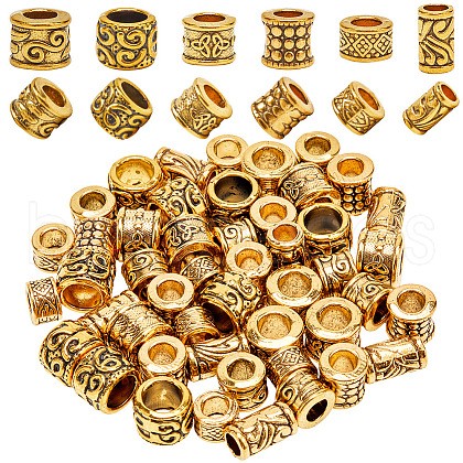 SOFPLATE 60Pcs 6 Styles Tibetan Style Alloy European Beads TIBEB-SP0001-08-1