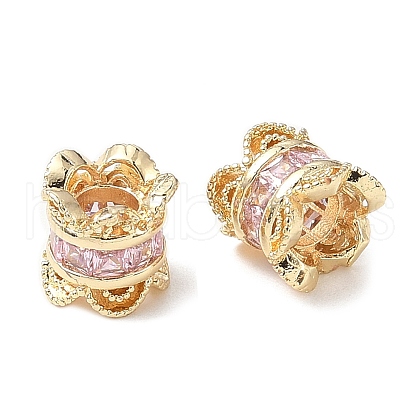 Brass Micro Pave Cubic Zirconia European Beads KK-A254-26G-01-1