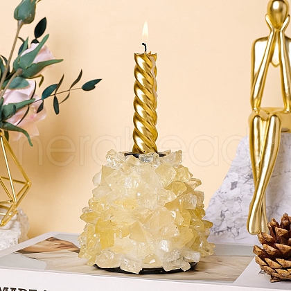 Natural Citrine and Metal Candlestick Ornaments PW-WG97317-03-1