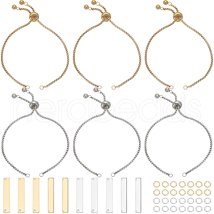 SUNNYCLUE 10Pcs Adjustable 304 Stainless Steel Slider Bracelet Making DIY-SC0026-31-1