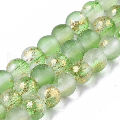 Frosted Spray Painted Glass Beads Strands GLAA-N035-03A-C02-1