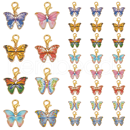 32Pcs 8 Colors Alloy Enamel Pendant Decorations HJEW-GO00015-1