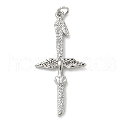 Rack Plating Brass Micro Pave Cubic Zirconia Pendants KK-K392-44P-1