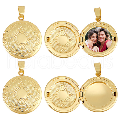 Beebeecraft 6Pcs Brass Locket Pendants KK-BBC0015-48-1