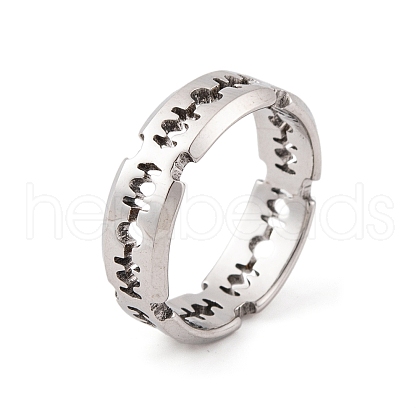 Stainless Steel Cutting Blade Finger Ring for Men Women RJEW-L117-01P-1