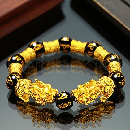 Glass Round Bead Stretch Bracelets WG0941C-15-1