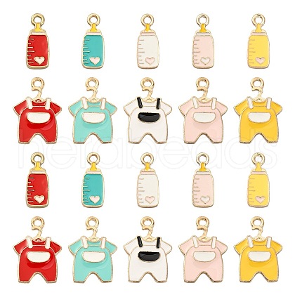 40Pcs 10 Styles Alloy Enamel Pendants ENAM-CJ0002-40-1