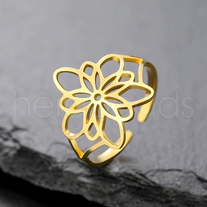 304 Stainless Steel Adjustable Cuff Rings RJEW-S628-04G-1