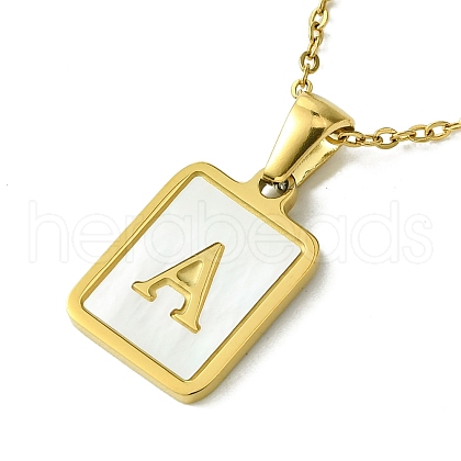 Ion Plating(IP) Rectangle with Initial Letter 304 Stainless Steel Pendant Necklace NJEW-R265-04G-A-1