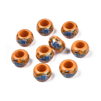 Flower Printed Opaque Acrylic Rondelle Beads SACR-S305-27-I02-1
