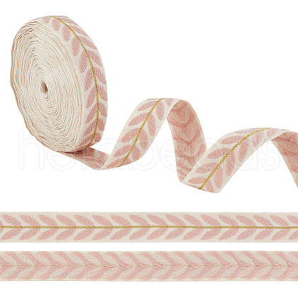 GOMAKERER about 10.5~11 yards Ethnic Style Polycotton Jacquard Leaf Ribbons OCOR-GO0001-15B-1