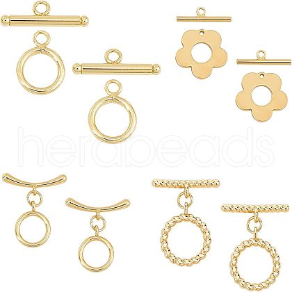 CHGCRAFT 8Sets 4 Style Brass Toggle Clasps KK-CA0001-55G-1