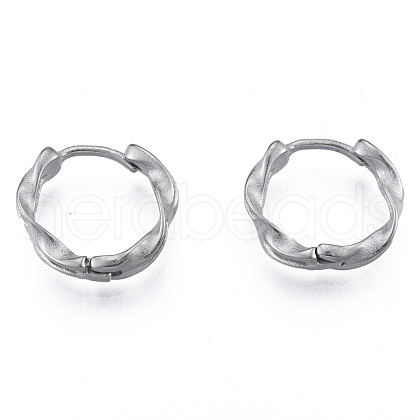 316 Surgical Stainless Steel Twist Hoop Earrings for Men Women EJEW-N052-09-1