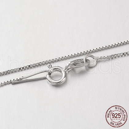 Rhodium Plated 925 Sterling Silver Box Chain Necklaces NJEW-N0048-02-18-1