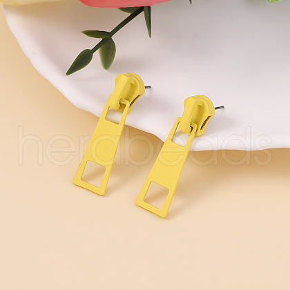 Zipper Slider Alloy Enamel Dangle Stud Earrings FS-WG34CD0-04-1