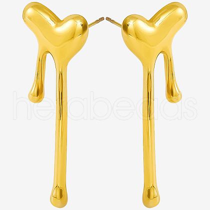 1 Pair Stylish Heart Tassel 304 Stainless Steel Stud Earrings for Women WI4512-2-1