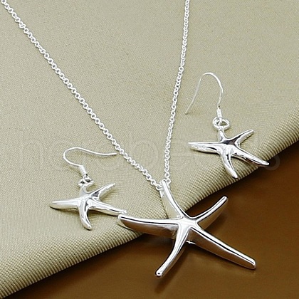 Starfish Alloy Dangle Earrings & Pendant Necklaces Sets FS-WGE4644-01-1
