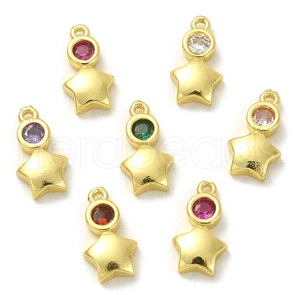 30Pcs Brass Micro Pave Cubic Zirconia Pendants ZIRC-CJ0001-17-1