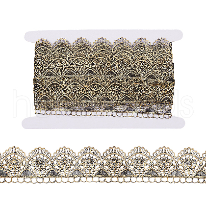 DICOSMETIC 5 Yards Polyester Wavy Flower Lace Trim OCOR-DC0001-15-1