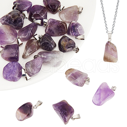 Beebeecraft 20Pcs Natural Amethyst Pendants G-BBC0001-50B-1