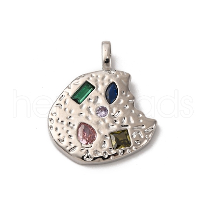 Brass Micro Pave Cubic Zirconia Pendants KK-P308-32P-1