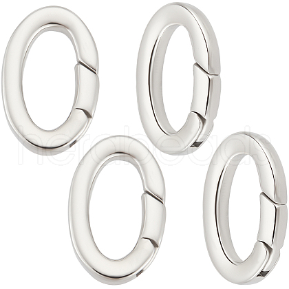 Beebeecraft 4Pcs Stainless Steel Spring Gate Rings STAS-BBC0005-74-1