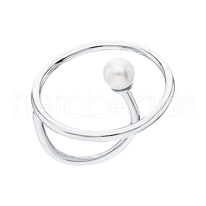925 Sterling Silver Pearl Round Ring VB8352-1-1