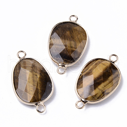 Natural Tiger Eye Links Connectors G-R472-01B-1